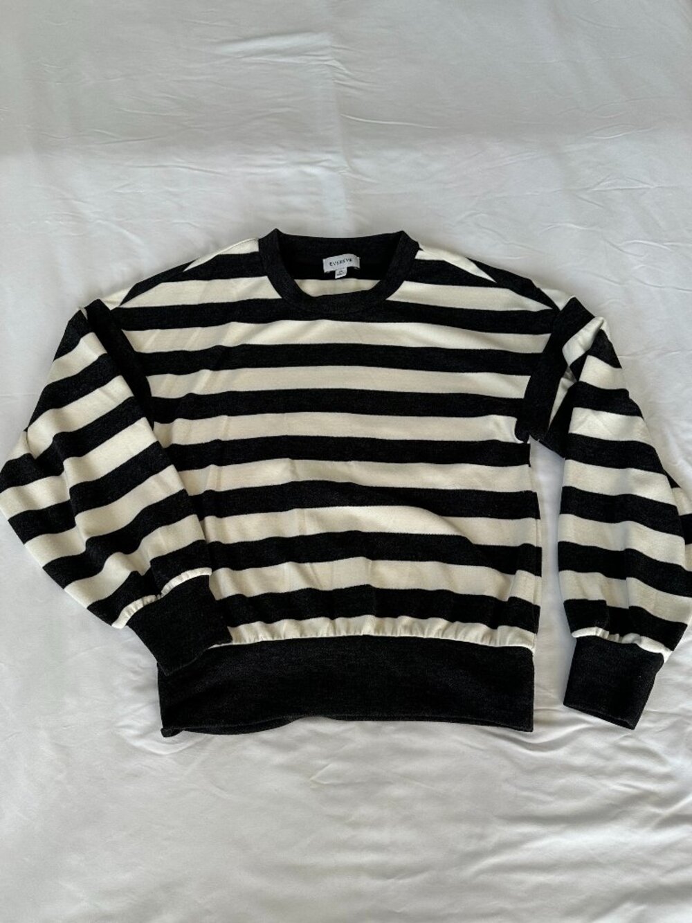 Evereve Striped Sweatshirt White & Grey Sz XS